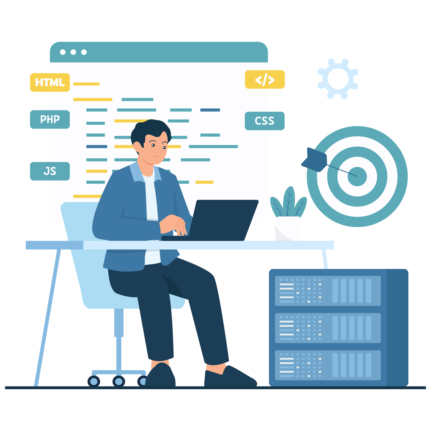 Full-stack development team collaborating